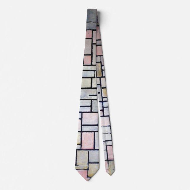 Composition Pink and Gray, Mondrian Neck Tie (Front)