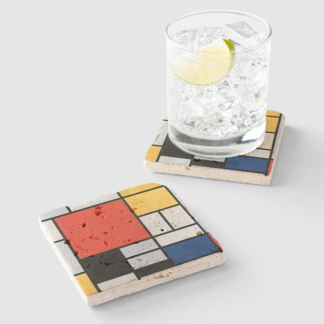 Composition Red, Yellow, Blue, Black | Mondriaan | Stone Coaster (Side)