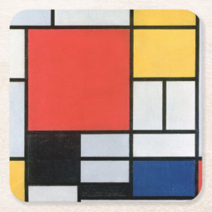 Composition Red, Yellow, Blue, Black, Mondrian Square Paper Coaster