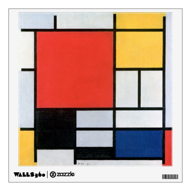 Composition Red, Yellow, Blue, Black, Mondrian Wall Decal (Front)
