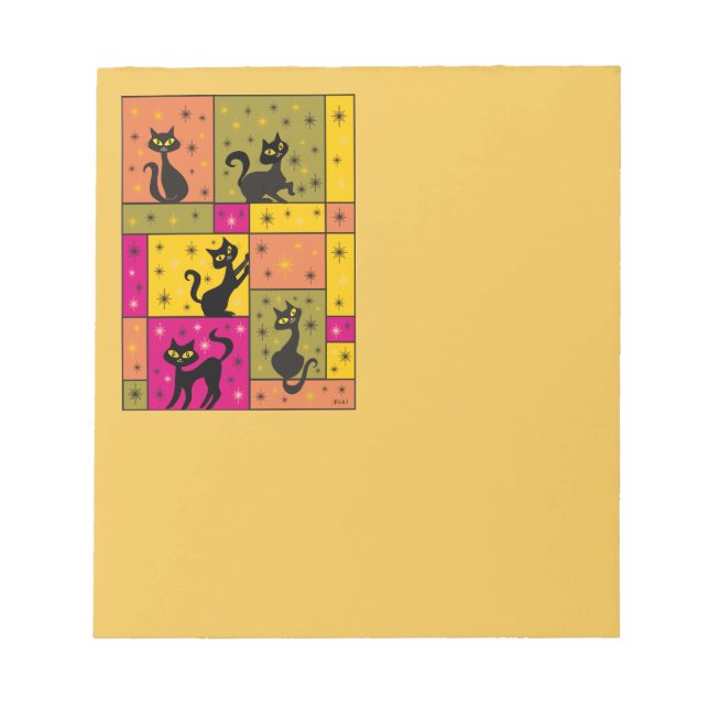 Composition with 5 Black Cats Autumn Frolic Colors Notepad (Front)