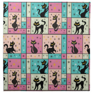 Composition with 5 Black Cats Cloth Napkin