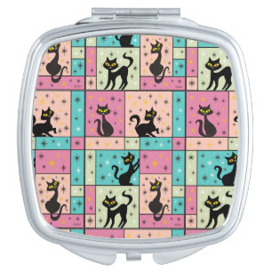 Composition with 5 Black Cats Compact Mirror