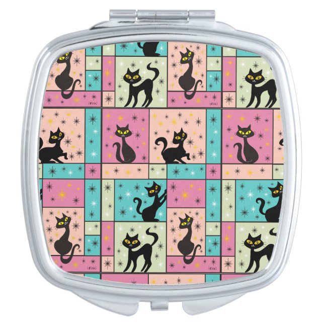 Composition with 5 Black Cats Compact Mirror (Front)