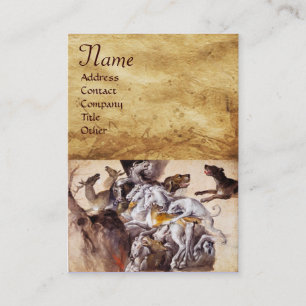 COMPOSITION WITH ANIMALS,REARING HORSES,DEERS,DOGS BUSINESS CARD