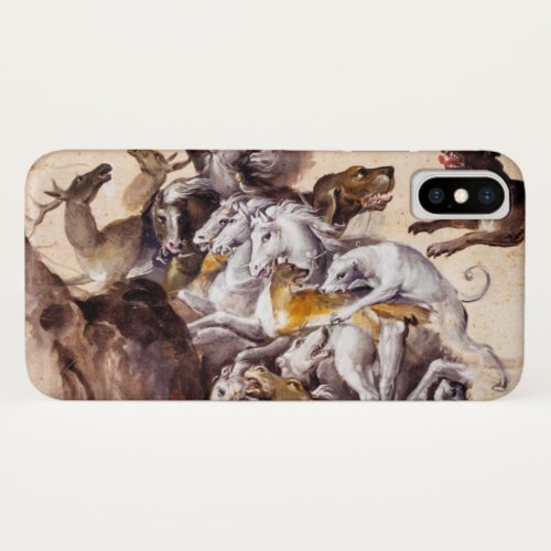 COMPOSITION WITH ANIMALSREARING HORSESDEERSDOGS iPhone X CASE