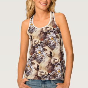 COMPOSITION WITH ANIMALS,REARING HORSES,DEERS,DOGS TANK TOP