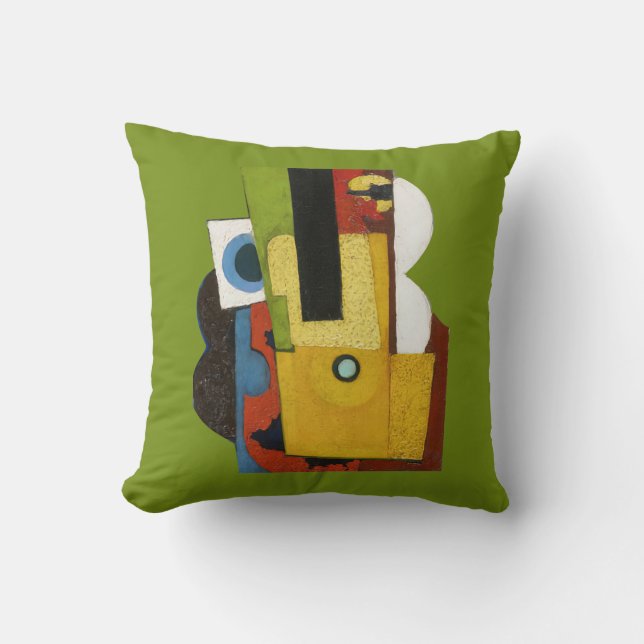 Composition with guitar, Amadeo de Souza-Cardoso Throw Pillow (Front)