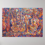 Composition With Musical Instruments Painting Poster at Zazzle