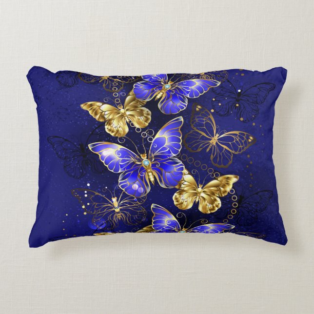 Composition with Sapphire Butterflies Accent Pillow (Front)