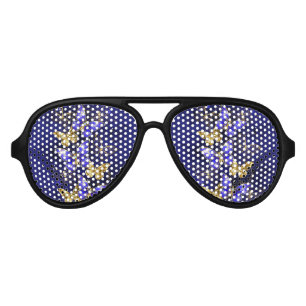 Composition with Sapphire Butterflies Aviator Sunglasses
