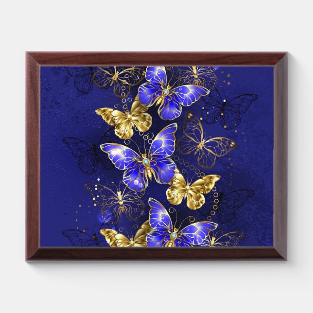 Composition with Sapphire Butterflies Award Plaque (Horizontal)