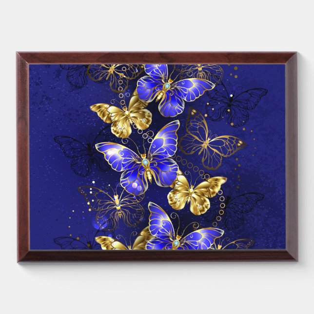 Composition with Sapphire Butterflies Award Plaque (Horizontal)