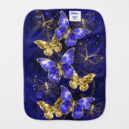 Composition with Sapphire Butterflies Baby Burp Cloth