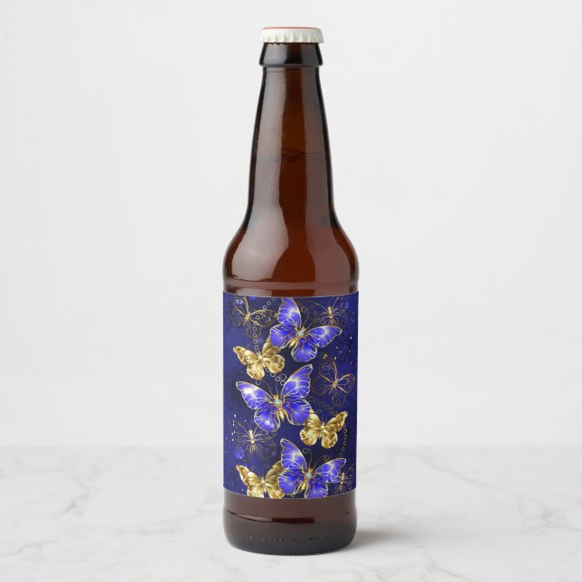 Composition with Sapphire Butterflies Beer Bottle Label (Front)