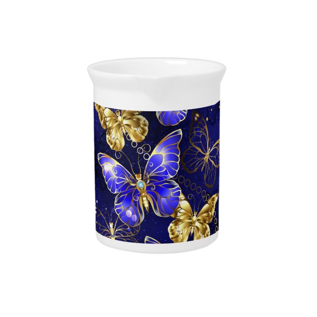Composition with Sapphire Butterflies Beverage Pitcher (Front)