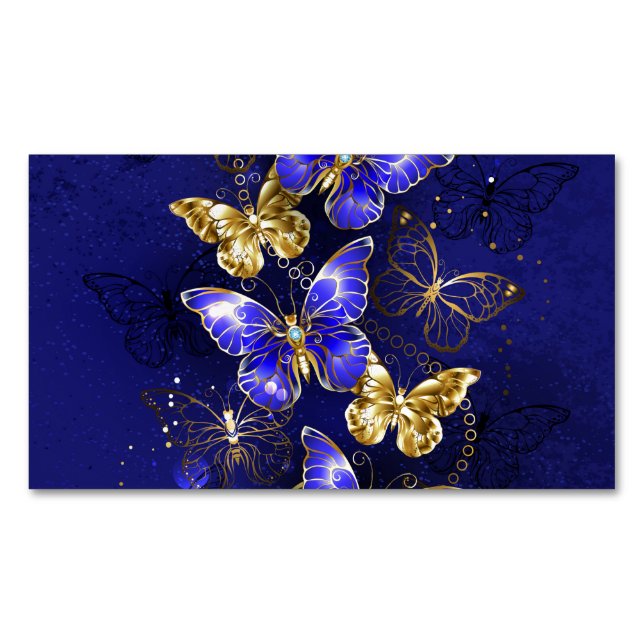 Composition with Sapphire Butterflies Business Card Magnet (Front)