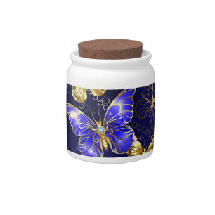 Composition with Sapphire Butterflies Candy Jar