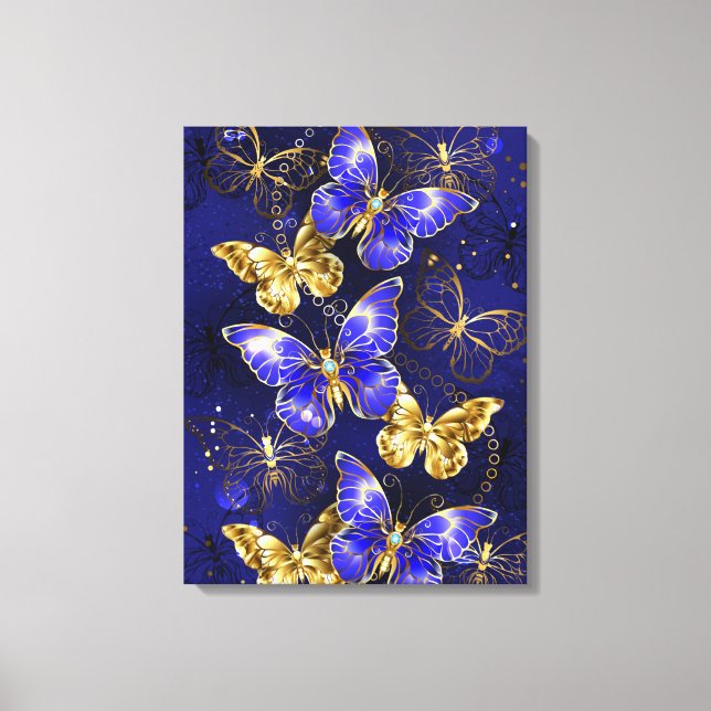 Composition with Sapphire Butterflies Canvas Print (Front)