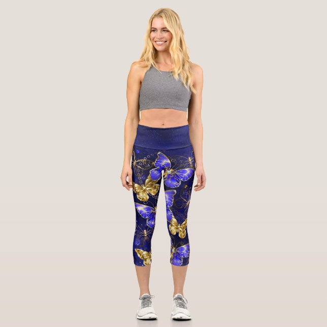 Composition with Sapphire Butterflies Capri Leggings (Front)