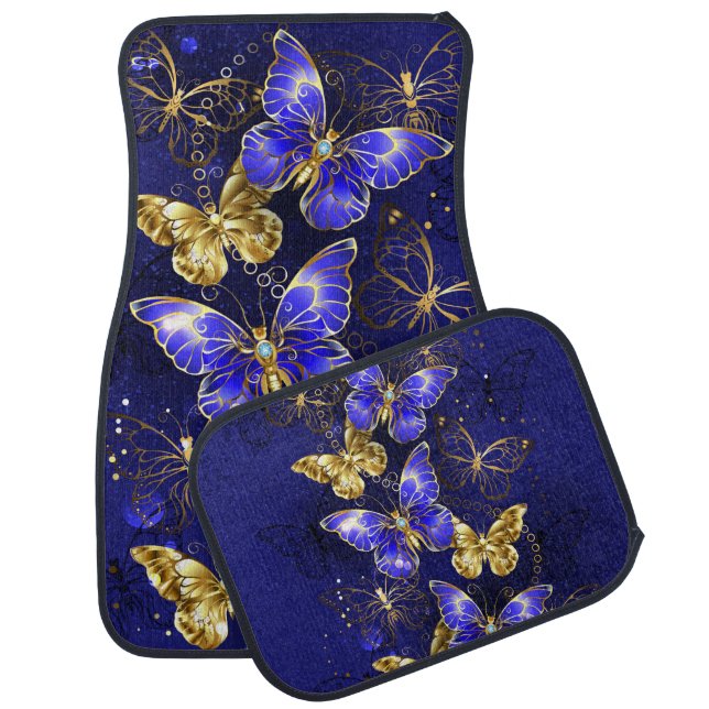 Composition with Sapphire Butterflies Car Floor Mat (Set)