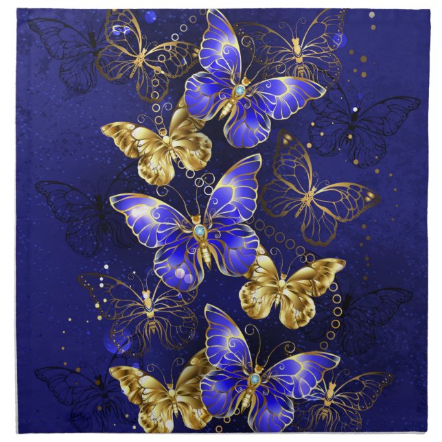 Composition with Sapphire Butterflies Cloth Napkin (Front)
