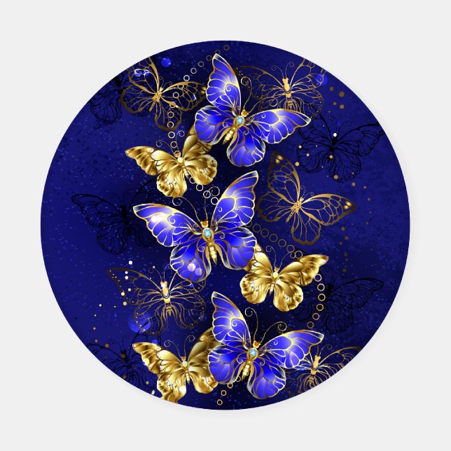 Composition with Sapphire Butterflies Coaster Set (Single)