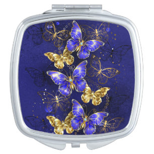Composition with Sapphire Butterflies Compact Mirror