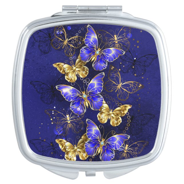 Composition with Sapphire Butterflies Compact Mirror (Front)