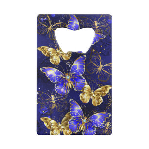 Composition with Sapphire Butterflies Credit Card Bottle Opener