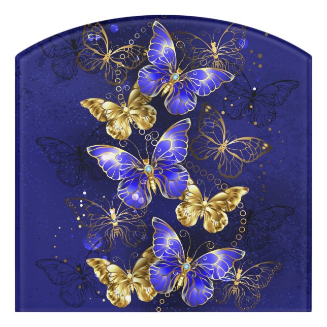Composition with Sapphire Butterflies Door Sign (Contour Front)