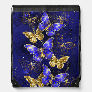 Composition with Sapphire Butterflies Drawstring Bag