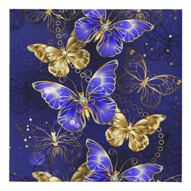 Composition with Sapphire Butterflies Faux Canvas Print (Front)