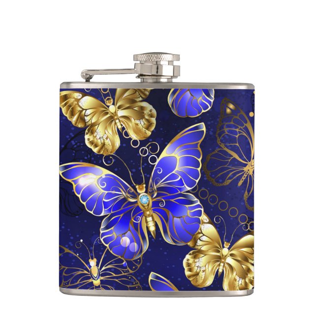 Composition with Sapphire Butterflies Flask (Front)