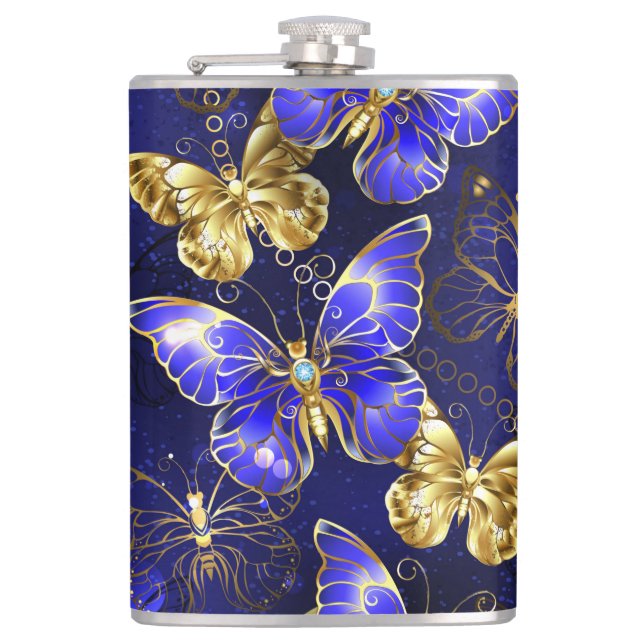 Composition with Sapphire Butterflies Flask (Front)