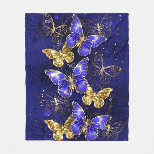 Composition with Sapphire Butterflies Fleece Blanket