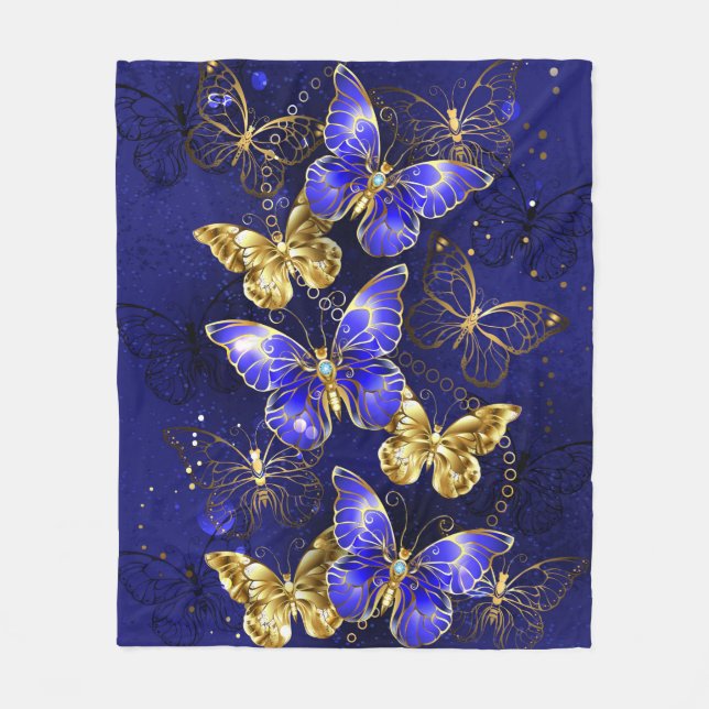Composition with Sapphire Butterflies Fleece Blanket (Front)