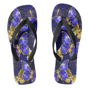 Composition with Sapphire Butterflies Flip Flops
