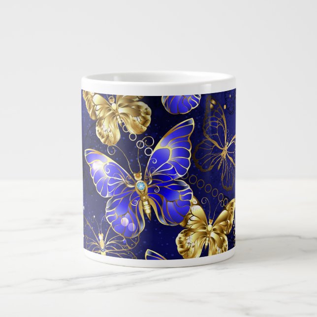 Composition with Sapphire Butterflies Giant Coffee Mug (Front)
