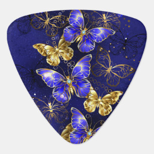 Composition with Sapphire Butterflies Guitar Pick