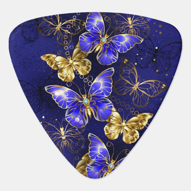 Composition with Sapphire Butterflies Guitar Pick (Front)
