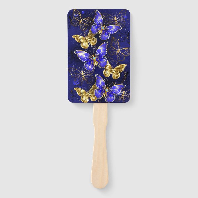 Composition with Sapphire Butterflies Hand Fan (Front)