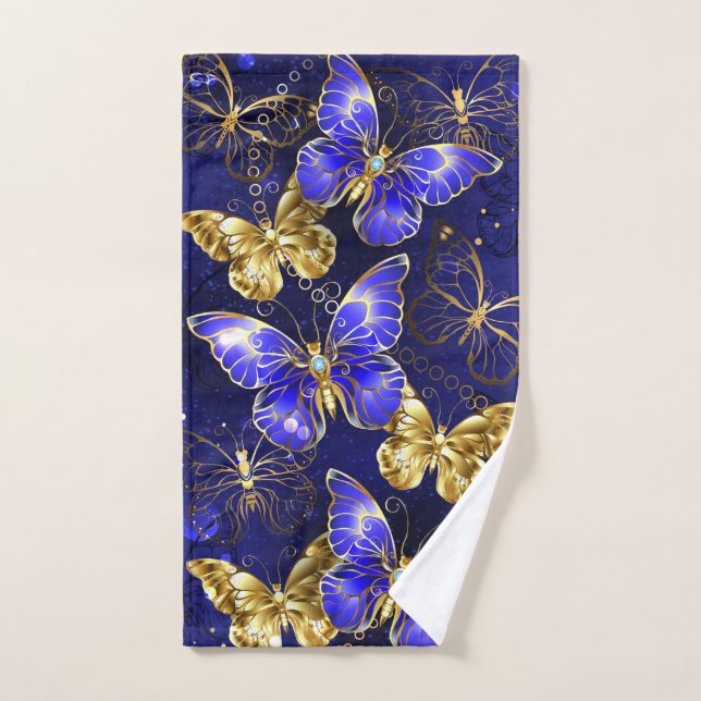 Composition with Sapphire Butterflies Hand Towel (Hand Towel)