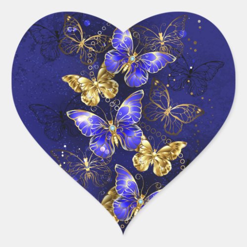 Composition with Sapphire Butterflies Heart Sticker