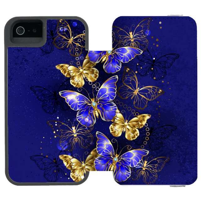 Composition with Sapphire Butterflies Incipio iPhone Wallet Case (Folio Open)