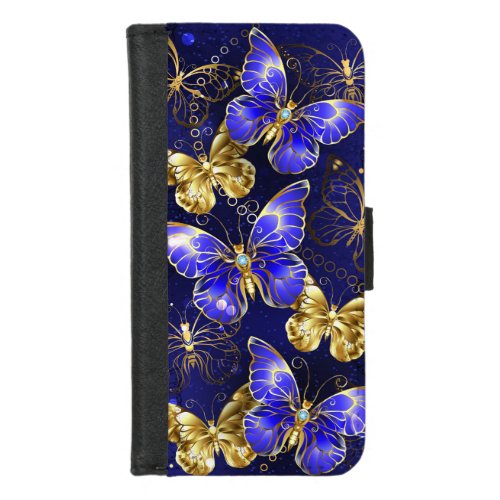 Composition with Sapphire Butterflies iPhone 87 Wallet Case