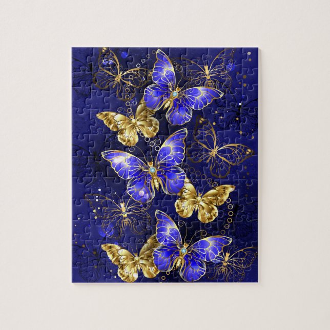 Composition with Sapphire Butterflies Jigsaw Puzzle (Vertical)