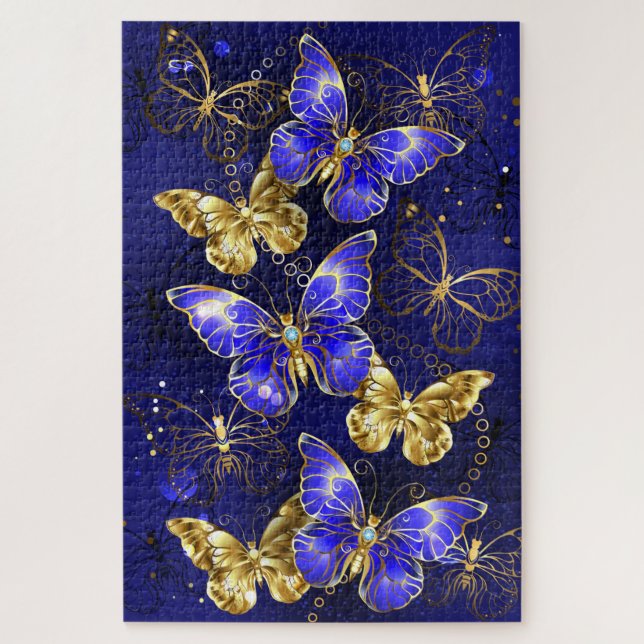Composition with Sapphire Butterflies Jigsaw Puzzle (Vertical)