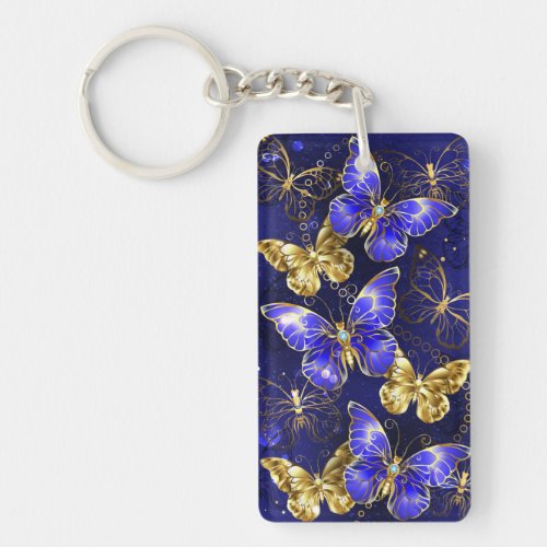 Composition with Sapphire Butterflies Keychain