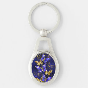 Composition with Sapphire Butterflies Keychain